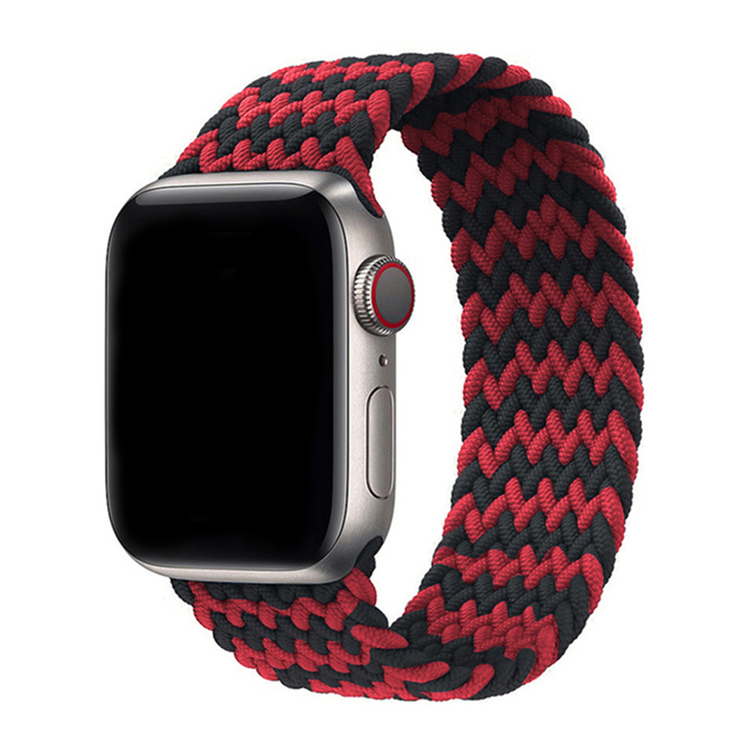 Black & Red Zigzag Wavy Braided Solo Loop Apple Watch Straps
