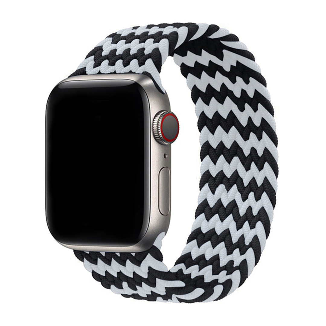 Black & White Zigzag Wavy Braided Solo Loop Apple Watch Straps