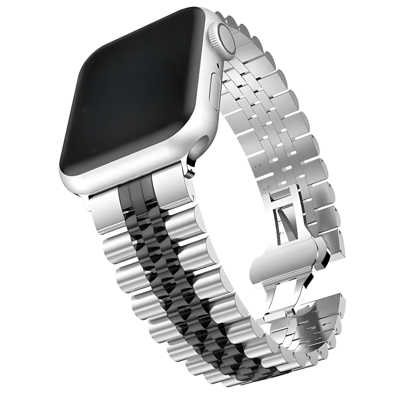 Silver & Black Jubilee Band for Apple Watch Front View