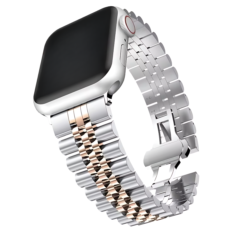 Silver & Rose Gold Jubilee Band for Apple Watch Front View