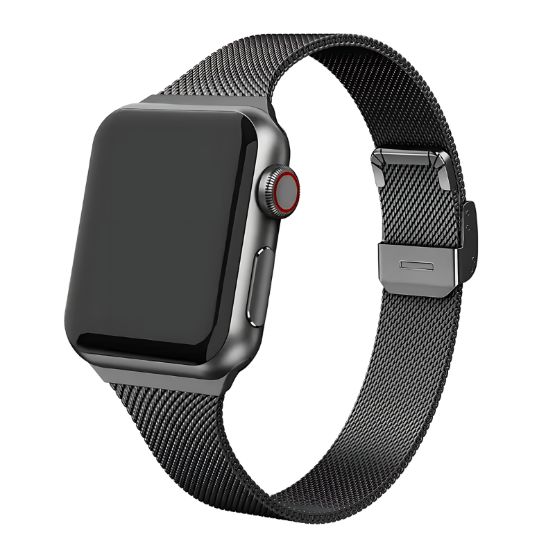 Black Slim Milanese for Apple Watch Close View