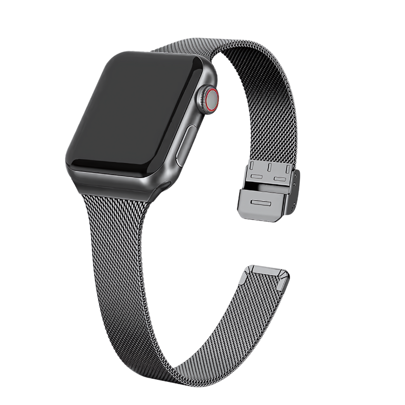 Black Slim Milanese for Apple Watch Open View