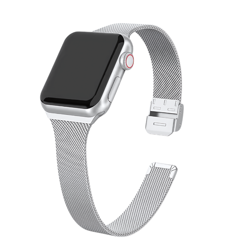 Silver Slim Milanese for Apple Watch Open View