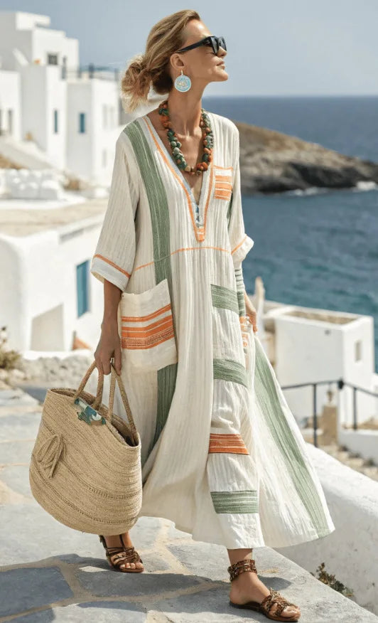Angela White Floral Maxi Dress – Elegant Long-Sleeve Flowing Style