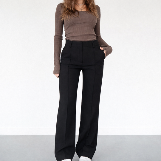 Beau Women’s High-Waisted Straight-Leg Pants – Stretch Business-Casual Trousers