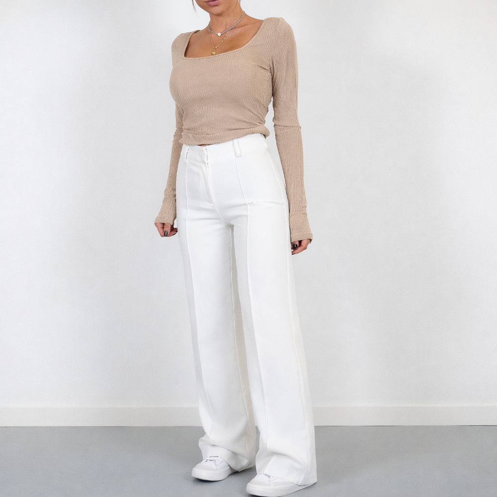Beau Women’s High-Waisted Straight-Leg Pants – Stretch Business-Casual Trousers