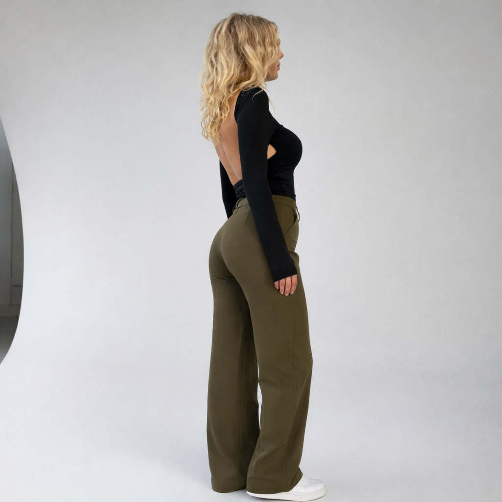 Beau Women’s High-Waisted Straight-Leg Pants – Stretch Business-Casual Trousers