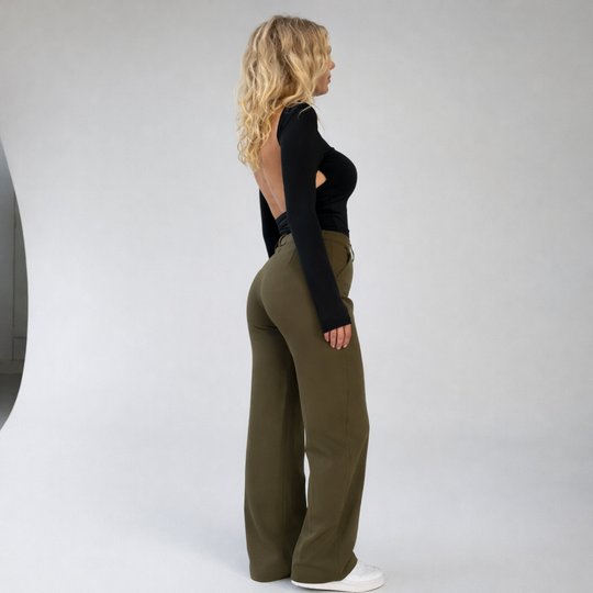 Beau Women’s High-Waisted Straight-Leg Pants – Stretch Business-Casual Trousers