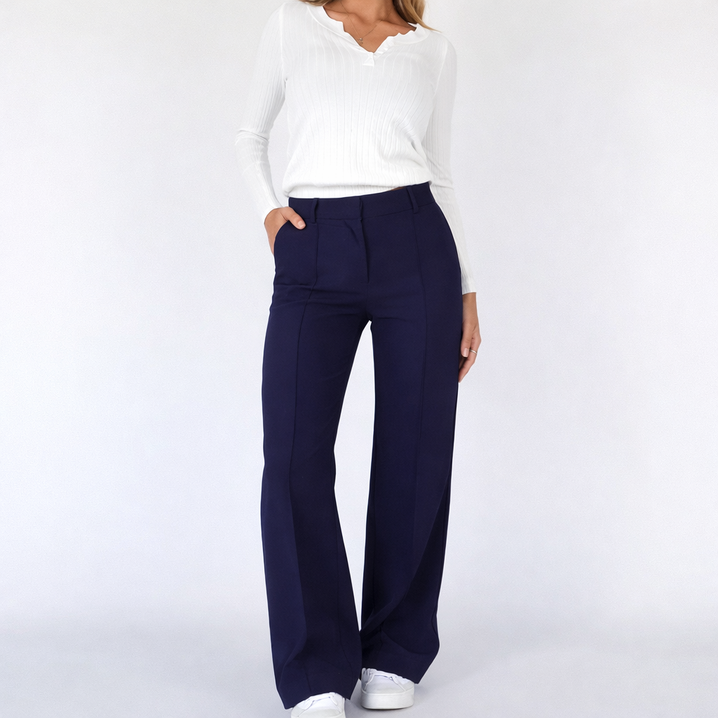 Beau Women’s High-Waisted Straight-Leg Pants – Stretch Business-Casual Trousers