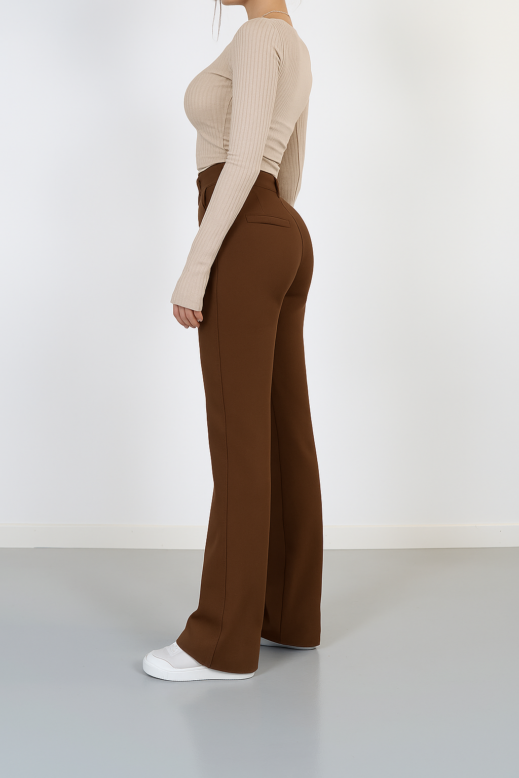 Beau Women’s High-Waisted Straight-Leg Pants – Stretch Business-Casual Trousers