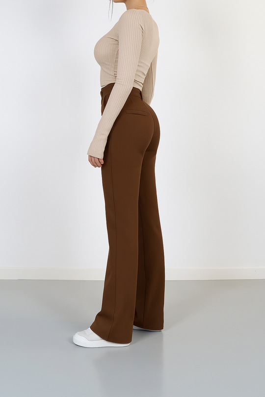Beau Women’s High-Waisted Straight-Leg Pants – Stretch Business-Casual Trousers