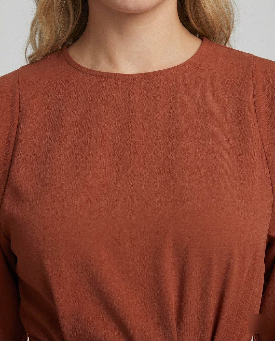 Belted Wrap Midi Dress with Long Lantern Sleeves