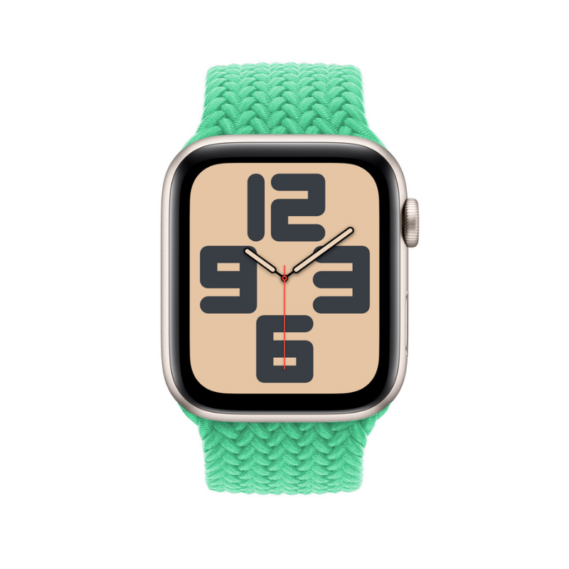 Bright Green Braided Solo Loop for Apple Watch - Side View