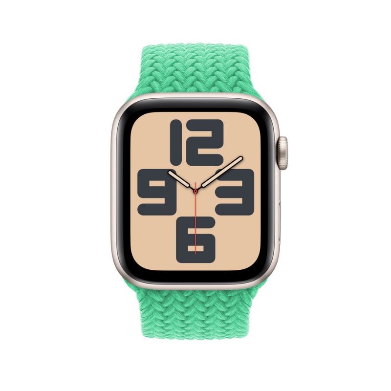 Bright Green Braided Solo Loop Apple Watch Straps - Side View