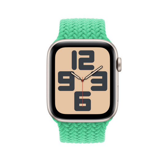 Bright Green Braided Solo Loop Apple Watch Straps - Side View