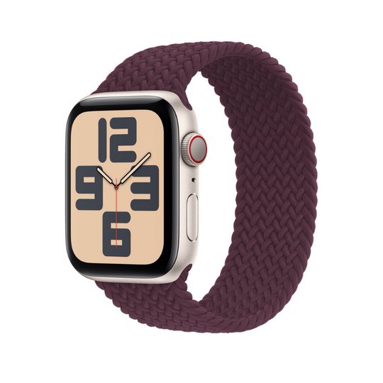 Dark Cherry Braided Solo Loop Apple Watch Straps - Full View
