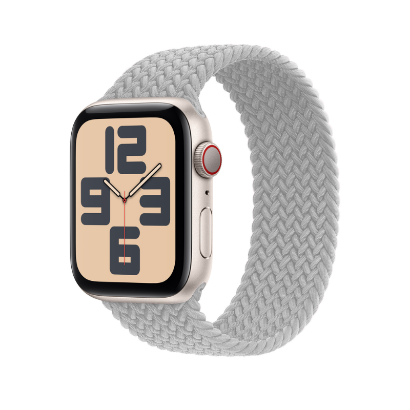Pearl White Braided Solo Loop Apple Watch Straps - Full View
