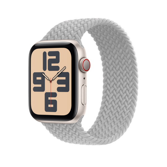 Pearl White Braided Solo Loop Apple Watch Straps - Full View