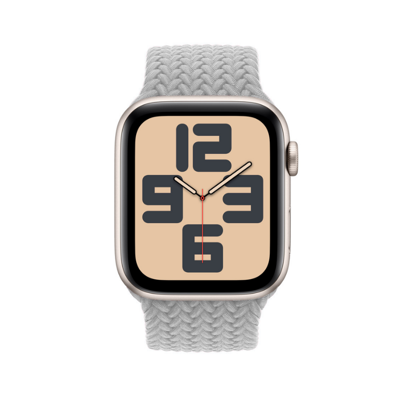 Pearl White Braided Solo Loop Apple Watch Straps - Side View