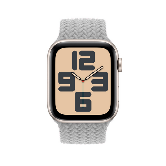 Pearl White Braided Solo Loop Apple Watch Straps - Side View