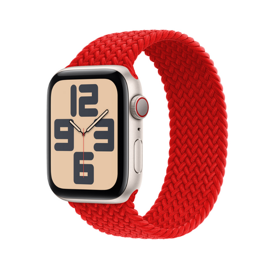 Red Braided Solo Loop Apple Watch Straps - Full View