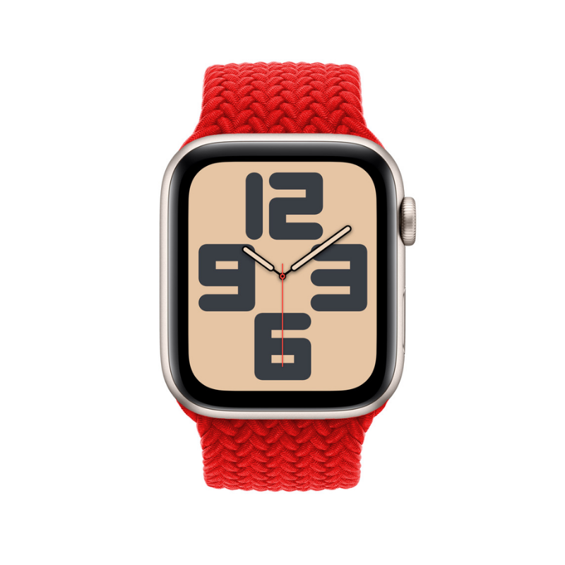 Red Braided Solo Loop Apple Watch Straps - Side View