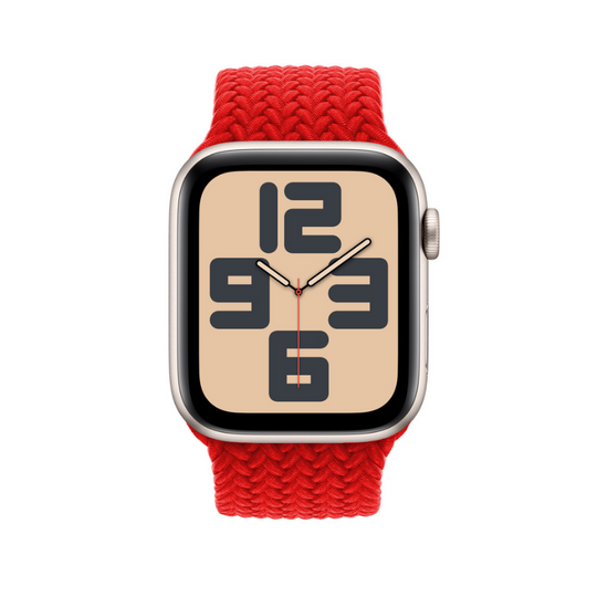 Red Braided Solo Loop Apple Watch Straps - Side View