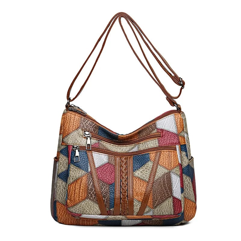 Brown Leather Shoulder Bag – Multi-Zip Everyday Organizer