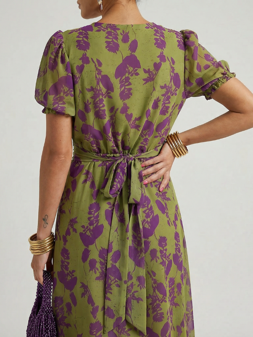 Casual Floral Midi Dress with Flowing Cut