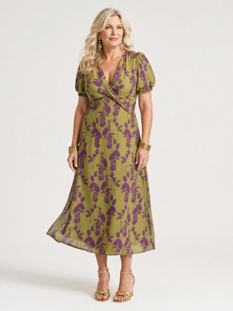 Casual Floral Midi Dress with Flowing Cut