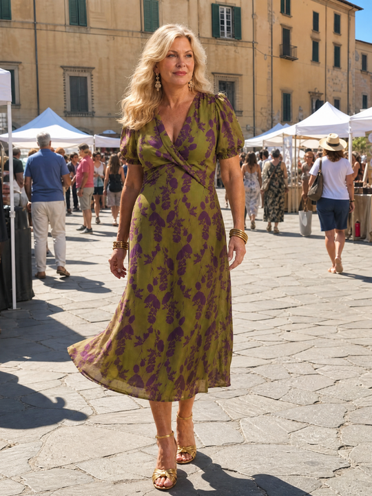Casual Floral Midi Dress with Flowing Cut