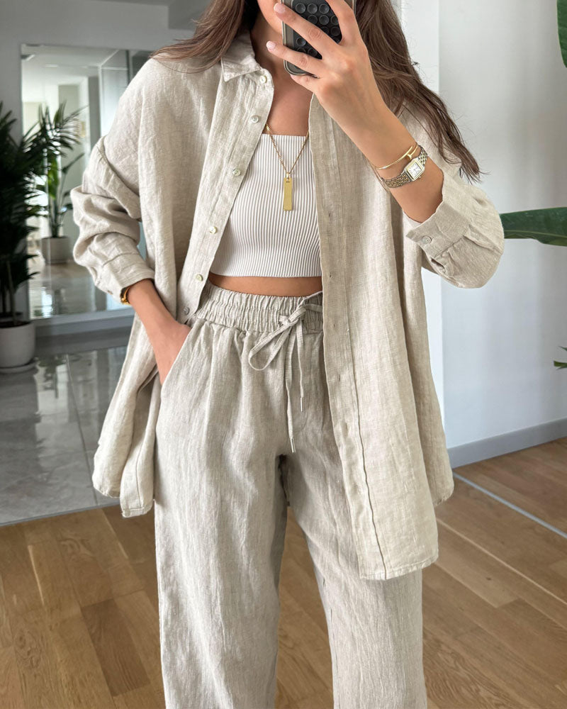 Celeste Women’s Blouse and Trouser Set – Soft Relaxed Two-Piece Outfit