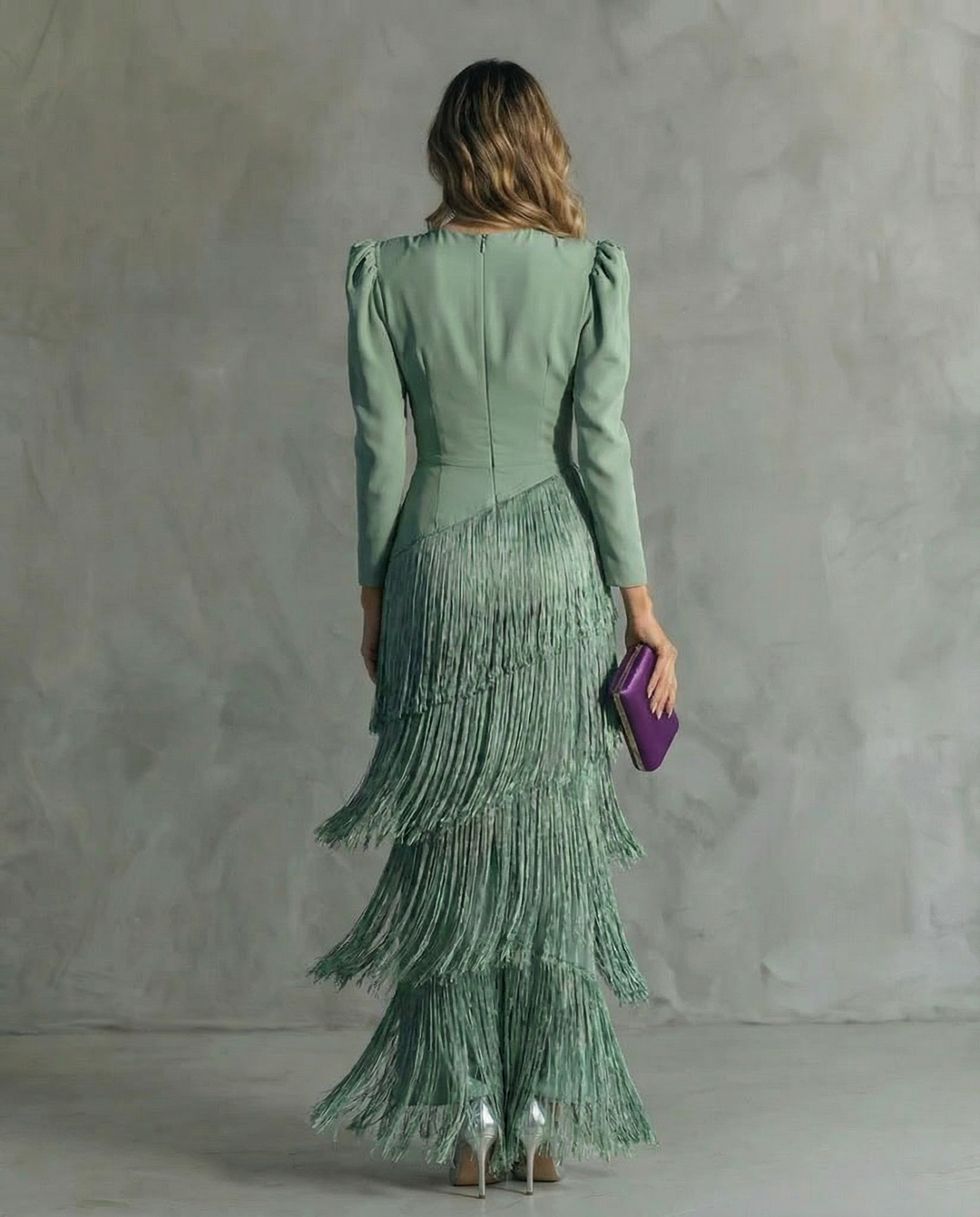 Chic Midi Dress with Statement Fringe Sleeves