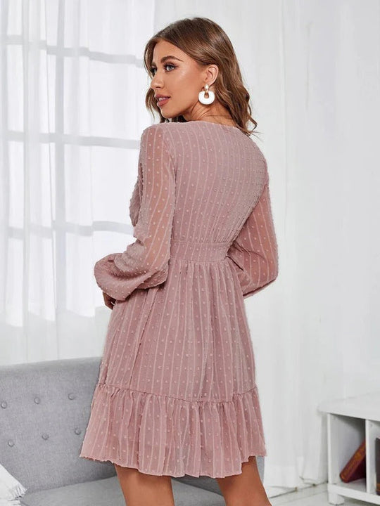 Christy Women’s Polka-Dot Mini Dress – V-Neck Fit-and-Flare Style