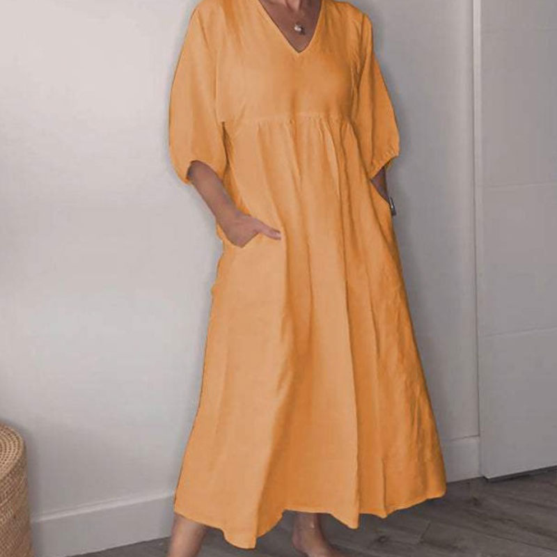 Comfortable Flowing V-Neck Midi Dress