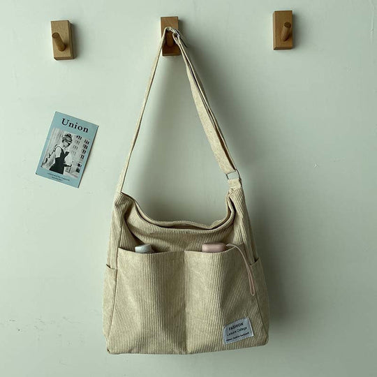 Corduroy Crossbody Bag – Lightweight Everyday Shoulder Bag