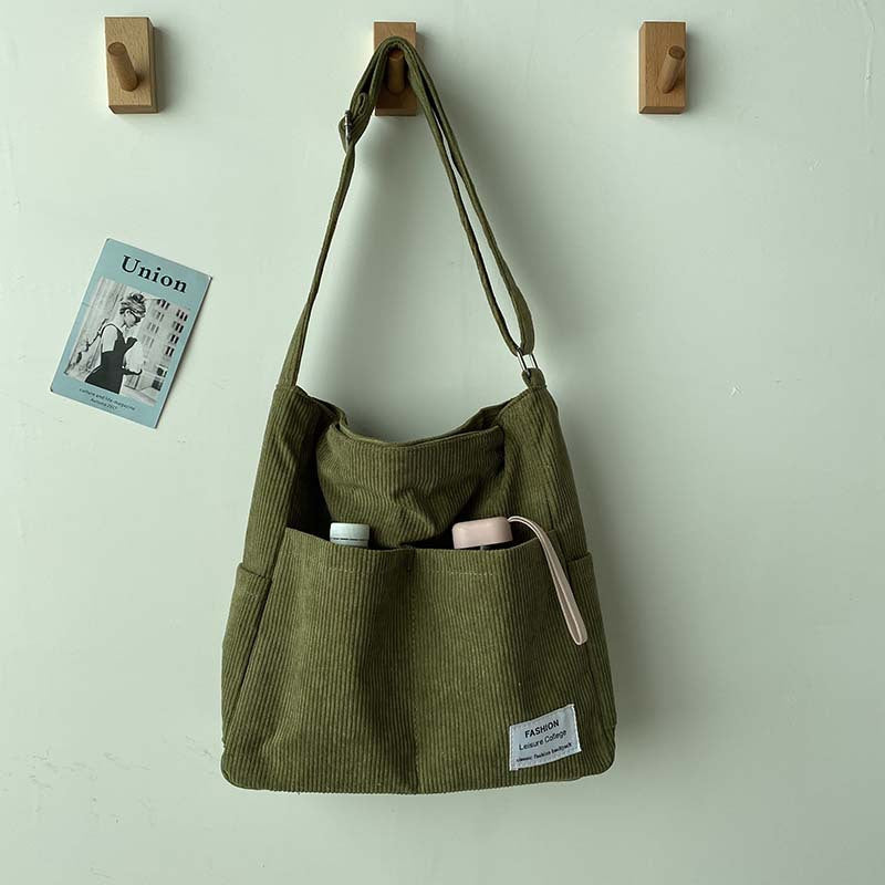 Corduroy Crossbody Bag – Lightweight Everyday Shoulder Bag