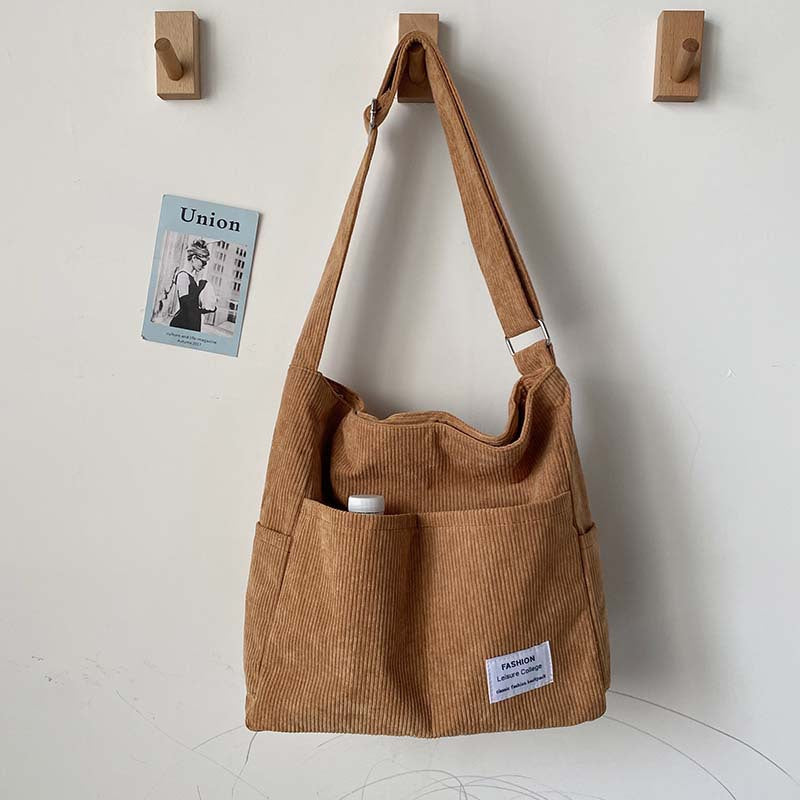 Corduroy Crossbody Bag – Lightweight Everyday Shoulder Bag