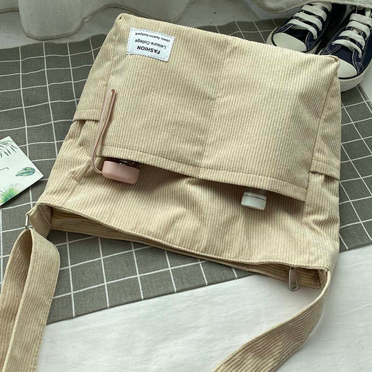 Corduroy Crossbody Bag – Lightweight Everyday Shoulder Bag