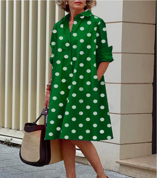 Cotton-Linen Button-Front Midi Shirt Dress