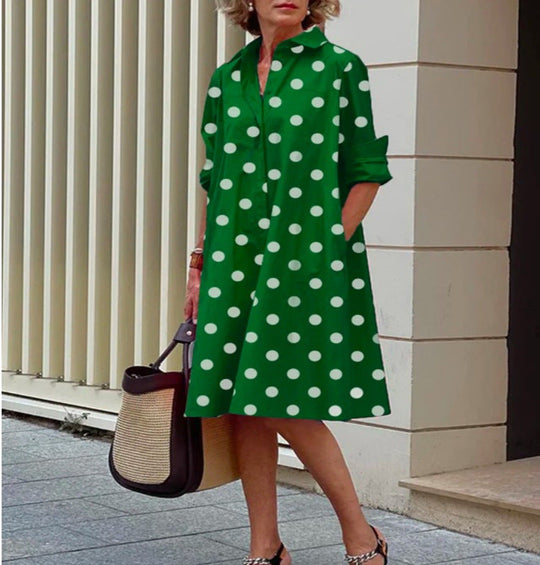 Cotton-Linen Button-Front Midi Shirt Dress