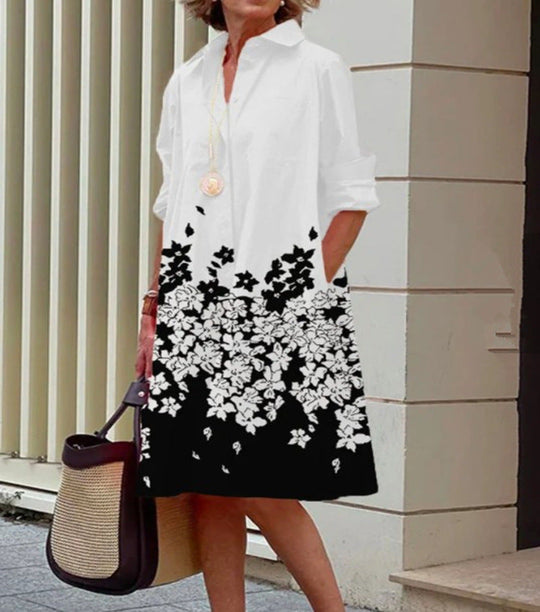Cotton-Linen Button-Front Midi Shirt Dress