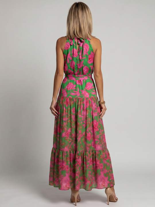 Draped Halter-Neck Midi Dress for Dinners and Events