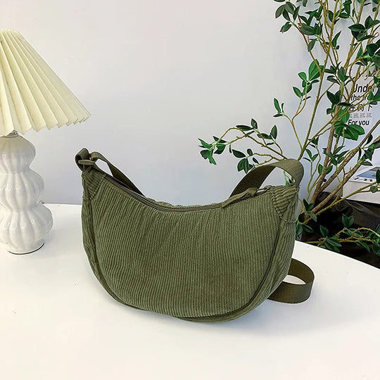 Elegant Corduroy Crossbody Bag – Spacious 34 cm Design
