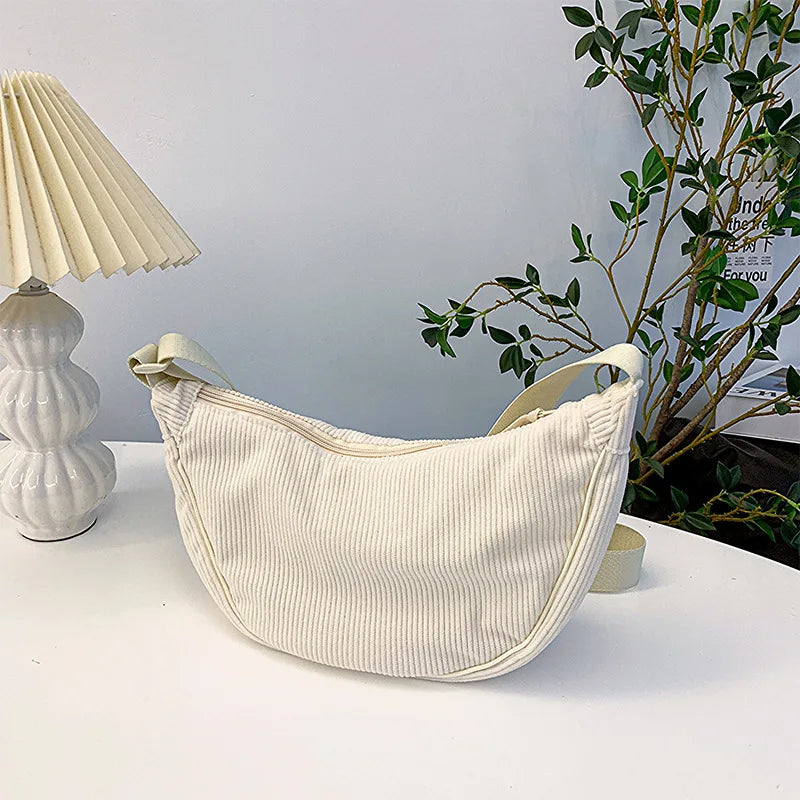 Elegant Corduroy Crossbody Bag – Spacious 34 cm Design