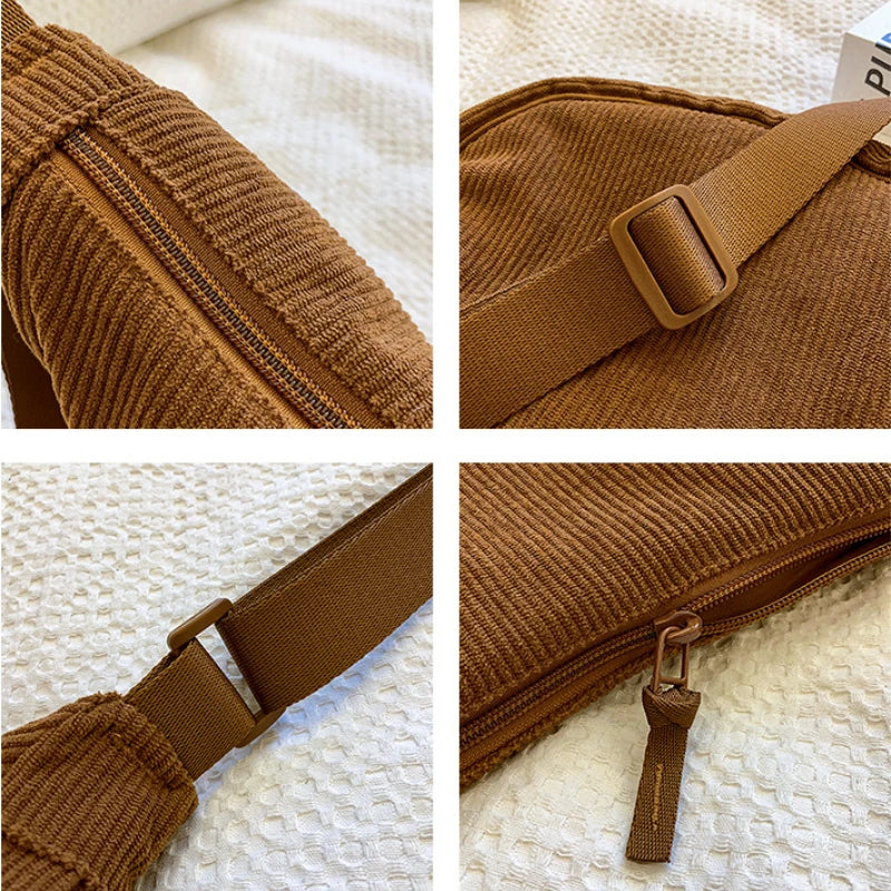 Elegant Corduroy Crossbody Bag – Spacious 34 cm Design