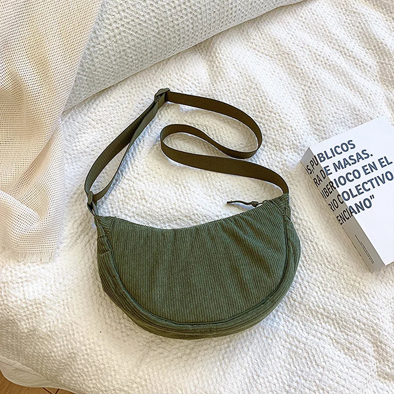 Elegant Corduroy Crossbody Bag – Spacious 34 cm Design