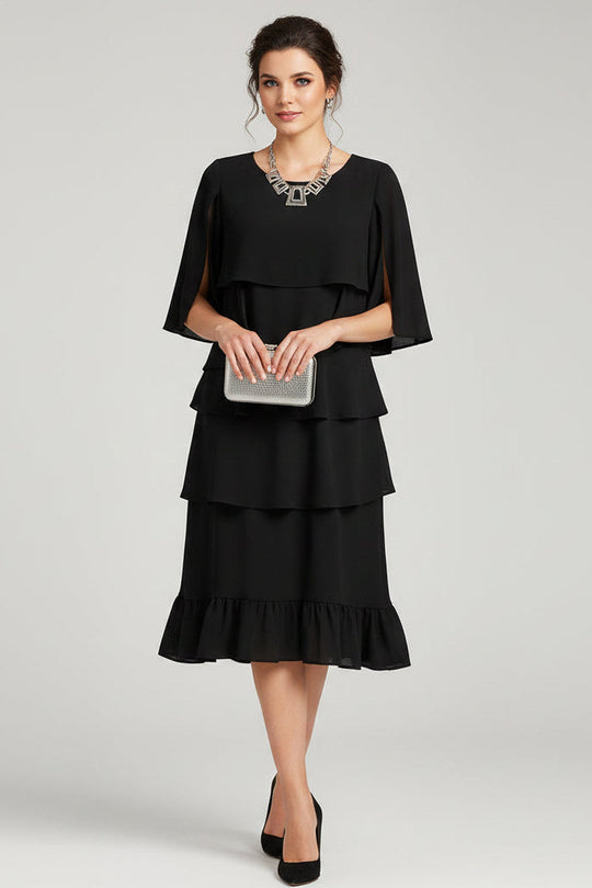 Elegant Ruffled Midi Dress for Day and Evening