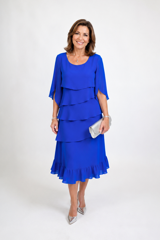 Elegant Ruffled Midi Dress for Day and Evening
