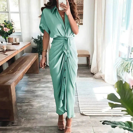 Fitted Ruched Midi Dress for Evening Events